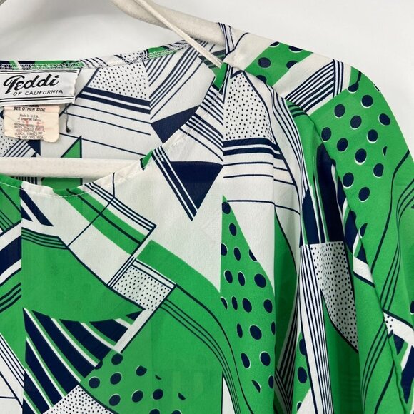 Beautiful Vintage Teddi of California Bow blouse woman's size Medium Abstract Bl - Picture 2 of 11